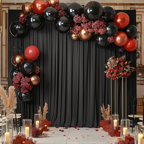 20x10ft Black Backdrop Curtain Panels for Parties - Wrinkle Free Polyester Photo Curtain Backdrop Wedding Back Drop Fabric Drapes for Party Decorations Background for Photography - color: Black, size: W5' x H10'(4 panels)