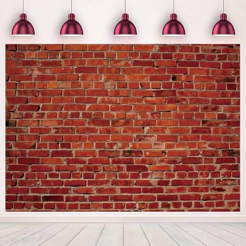 Vintage Red Brick Wall Photo Backdrop Birthday Party Graduation Baby Shower Newborn Decor Realistic Texture Photography Background Portrait Shoots Studio Prop Banner 7x5FT Polyester - size: 7X5FT