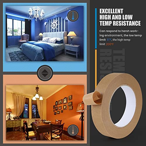 Lichamp 4 Pack Brown Painters Tape 1 inch, Brown Masking Tape 1 inch x 55 Yards x 4 Rolls (220 Total Yards)