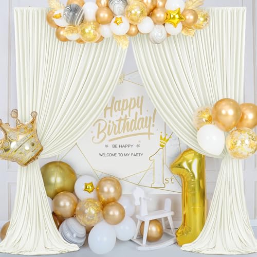 10ft x 10ft Ivory Backdrop Curtains Panels for Parties Wedding Wrinkle Free Fabric Backdrop Drapes Decorations Cloth for Baby Shower Photography Birthday Party Bridal Shower Background Curtain - color: Ivory, size: W5' x H10'(2 panels)