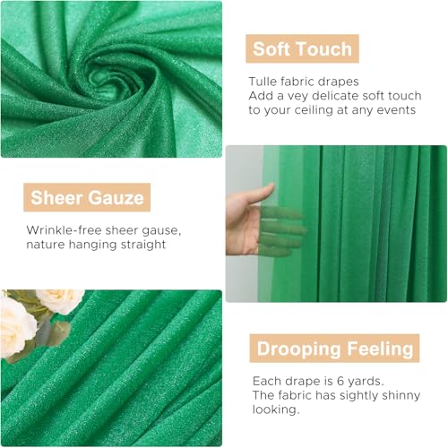 Wokceer Wedding Arch Draping Fabric 28.7" x 20FT Emerald Green Drapes Sheer Backdrop Arch Draping Fabric for Wedding Ceremony Birthday Party Bridal Shower Decoration - color: Emerald Green, size: 1 Panel