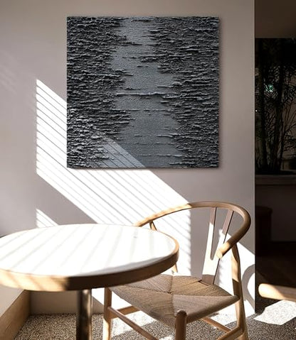 NANKAI Art Hand-Painted Thick Texture Black Canvas Art 24x24 inch Abstract Oil Home Wall Art Deco Painting - color: Nkhb294