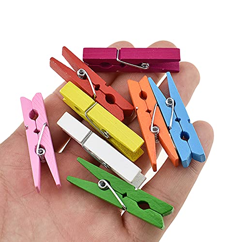 HAHIYO Color Wooden Clothes Pins Clothespins Small Do NOT Fall Apart 1.77 inches Length 40 Pack Sturdy Strong Springs No Rust No Discoloration for Laundry Bathroom DIY Craft Photos Food Opened Bags - size: Color 1.77 inches 40 Pack