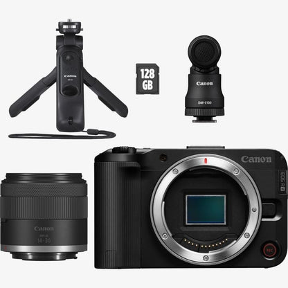 Canon EOS R50 V Content Creator Kit Mirrorless Camera with RF-S 14-30mm Lens, Tripod Grip, Stereo Microphone, 128GB Memory Card, Black (Renewed) - style: Content Creator Kit