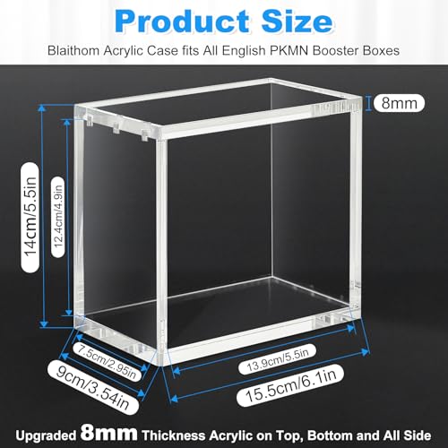 PKMN Booster Box Acrylic Case,8mm(0.31in) Ultra Thick Stackable Acrylic Display Case,Booster Pack Protector with 6x3mm Strong Magnets,Compatible with PKMN Boosters Boxes,Boxes for Display - size: PKMN Booster Box Case
