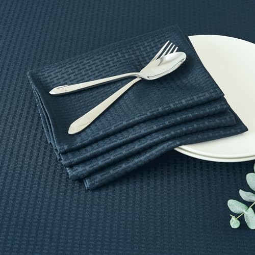 maxmill Cloth Napkins Weaved Texture Pattern Soft Comfortable and Luxury Serviette for Restaurant Family Dinners Weddings Parties and Banquets Set of 4 Pieces, 20 x 20 Inch Navy Blue - color: Navy Blue, size: 20" x 20" (Set of 4)