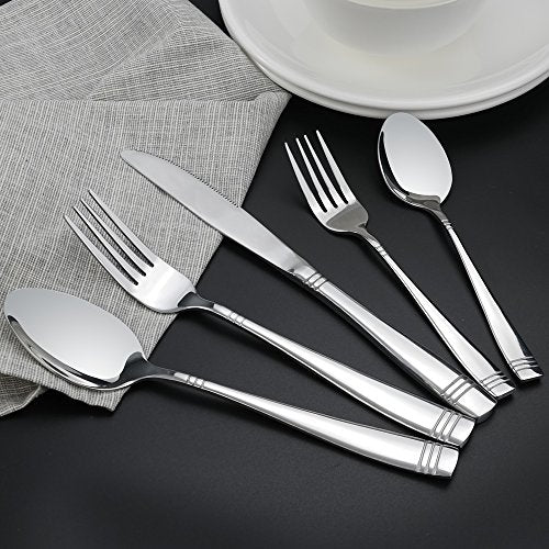 Obstnny 80-Piece Flatware Set Stainless Steel, Service for 16 - size: 80-piece flatware set