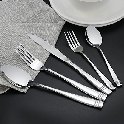 Obstnny 80-Piece Flatware Set Stainless Steel, Service for 16 - size: 80-piece flatware set