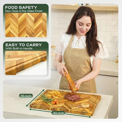 Howizz Acacia Wood Large Cutting Board, Herringbone Acacia Cutting Board - 20"x15"x1" - color: 5-Herringbone, size: 20"L x 15"W