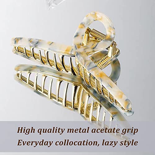 Big Butterfly Hair Accessories - 4.7" Acetate & Metal Clips for Women's Long, Thick Hair - 3 Pcs - color: AcetateHairClip1