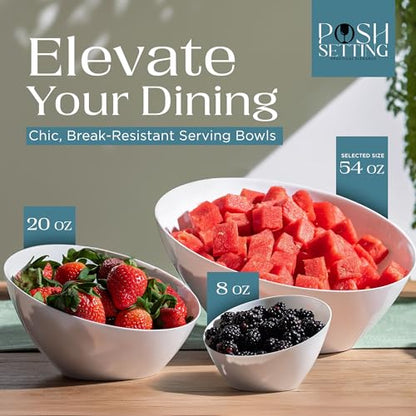 Posh Setting - White Plastic Serving Bowls for Party - Angled, Disposable, Chip & Candy Bowls - 54 OZ, 5 Pack - color: White, size: Large 54 OZ