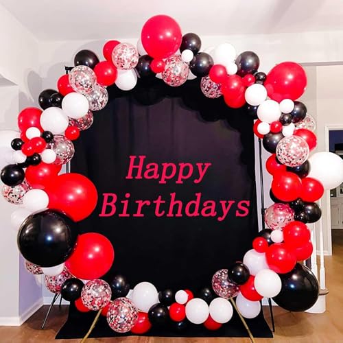 Black Red Balloons, 12 Inch Black Red White and Silver Latex Balloons with Confetti Balloon Party Decoration for Cartoon Birthday Race Car Game Theme Graduation Halloween Party Supplies - color: Black Red Silver
