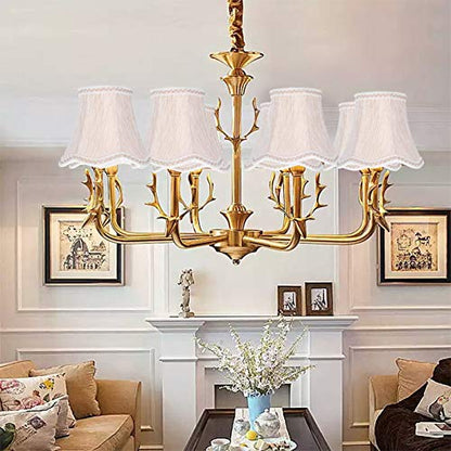 6Pcs Scalloped Fabric Lampshade, E14 Clip On Droplight Wall Lamp Candle Chandelier Lamp Shade Modern Lamp Cover