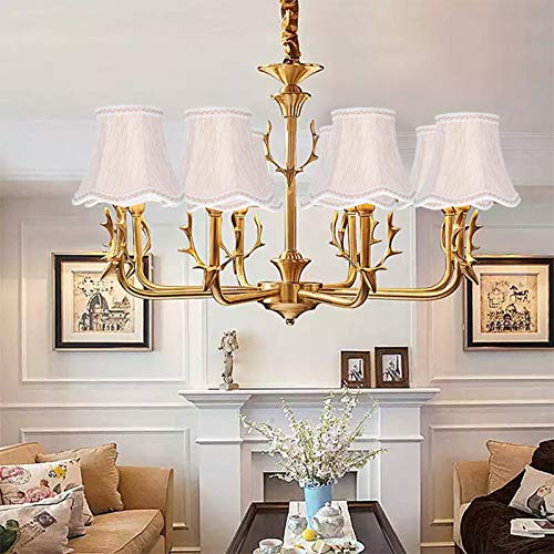 6Pcs Scalloped Fabric Lampshade, E14 Clip On Droplight Wall Lamp Candle Chandelier Lamp Shade Modern Lamp Cover