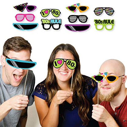 Big Dot of Happiness 80's Retro Glasses - Paper Card Stock Totally 1980s Party Photo Booth Props Kit - 10 Count