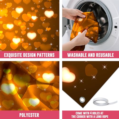 Valentine's Day Photography Backdrop 72 x 44 Inch - Golden Heart Bokeh Valentine's Day Photo Background Cloth for Romantic Shoots - color: Golden