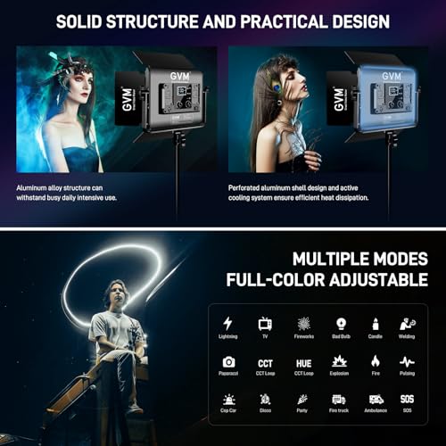 GVM RGB LED Video Light with Lighting Kits, 680RS 50W Led Panel Light with Bluetooth Control, 2 Packs Photography Lighting for YouTube Studio, Video Shooting, Gaming, Streaming, Conference - size: 2 Packs with Lighting Kits