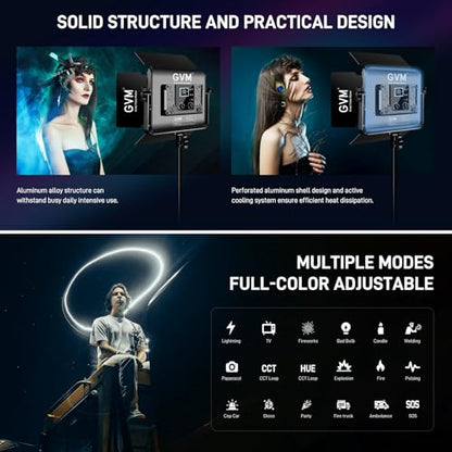 GVM RGB LED Video Light with Lighting Kits, 680RS 50W Led Panel Light with Bluetooth Control, 2 Packs Photography Lighting for YouTube Studio, Video Shooting, Gaming, Streaming, Conference - size: 2 Packs with Lighting Kits