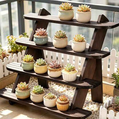 Wooden Cupcake Stand, 4 Tier Shelf Earring & Ring Holder Stands,Tiered Tray Stand Display Shelf Display Riser, Table Display Stand For Vendors, Perfume Organizer, Fragrance Shelf, Spice Rack - color: Walnut-4Tier