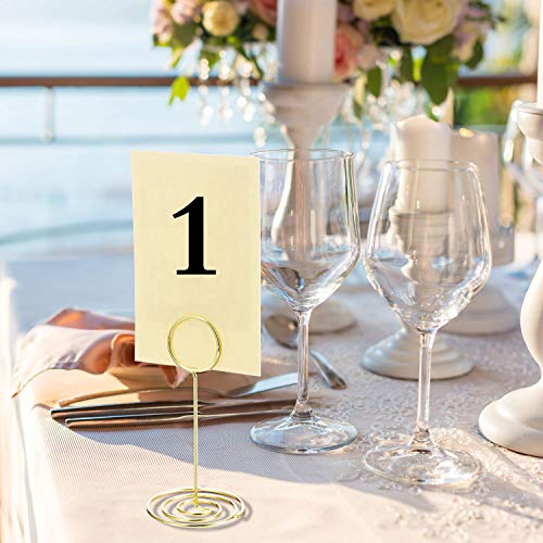 TecUnite 24 Pieces 3.35 Inch Table Number Holder Place Card Photo Holder Picture Name Menu Clips Memo Cards Stand for Wedding Reception Anniversary Birthday Party Centerpieces (Gold) - color: Gold