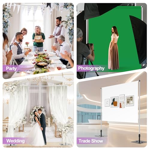 EMART Backdrop Stand Heavy Duty, 10x10Ft Pipe and Drape Backdrop Stand, Stable Background System Kit with 2 Metal Bases, 12 Stainless Steel Poles for Parties, Wedding, Birthday, Photography