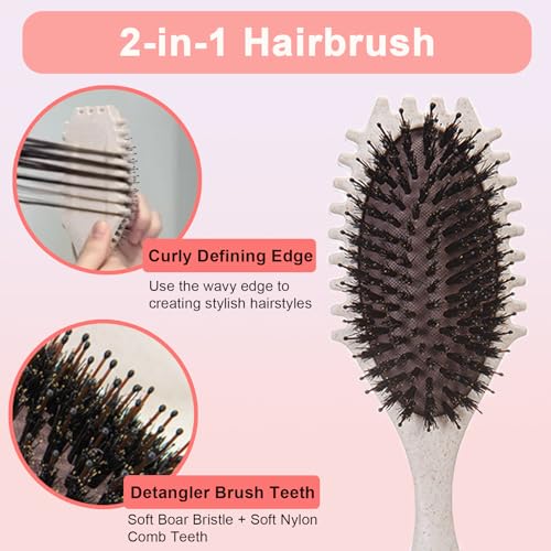 Hair Brush For Fine Hair, Curl Defining Brush For Women Soft Hair Detangler Brush (Beige) - color: Beige
