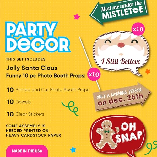 Big Dot of Happiness Funny Christmas Photo Booth Props, Christmas Party Decorations, Holiday Photo Booth Prop Kits, 10 Piece