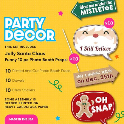 Big Dot of Happiness Funny Christmas Photo Booth Props, Christmas Party Decorations, Holiday Photo Booth Prop Kits, 10 Piece