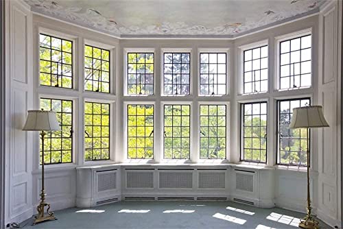 AOFOTO 12x10ft Classic French Pane Bay Windows Backdrop Luxury Retro Interior Decoration Floor Lamps Photography Background New Life Furniture Home Lifestyle Estate Modern Residence Photo Studio Props - size: 12x10ft