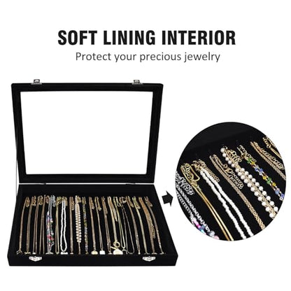 Vicoter Velvet Necklace Display Jewelry Tray 20 Hook Necklace Tray Necklace Pendant Jewelry Tray for Women and Girls - color: Black, size: 20 Hook