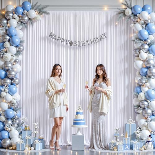 8ftx10ft Wrinkle Free White Backdrop Curtain - 10 Feet Photography Backdrop Drapes, Silky Polyester Back Drop Cloth for Wedding Baby Shower Balloon Arch Background - color: White, size: 8FTx10FT (W4'xH10', 2 Panels)