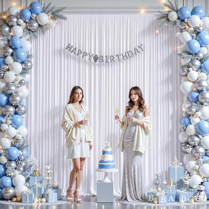 8ftx10ft Wrinkle Free White Backdrop Curtain - 10 Feet Photography Backdrop Drapes, Silky Polyester Back Drop Cloth for Wedding Baby Shower Balloon Arch Background - color: White, size: 8FTx10FT (W4'xH10', 2 Panels)