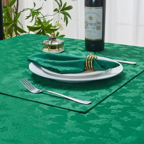 Cloth Napkins Set of 8 – Square Jacquard Floral Flowers Fabric Polyester Washable Reusable for Kitchen Dinner Dining Restaurants Wedding Party Banquet Table(Dark Green/17x17 Inch) - color: Dark Green
