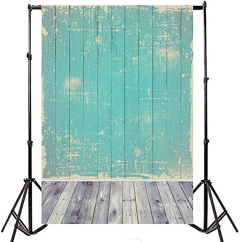 AOFOTO 5x7ft Wood Plank Backdrop Hot Blue Hardwood Wooden Board Floor Panels Photography Background Nostalgia Retro Photo Studio Props Girl Child Boy Kid Infant Portrait Vinyl - size: 5x7ft