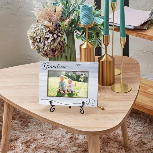 Grandson Picture Frame, Frame Gifts for Christmas Birthday, Grandson 4 x 6 Picture Frame with Stand for Tabletop Display, Grandparents Gifts (Light Purple) - color: Light Purple