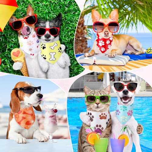 Abbylike 100 Pcs Paw Print Dog Bandanas Bulk Cute Footprint Bandanas for Dogs Triangle Kerchief Bib Scarf for Pets Halloween Party Costume Photo Props Daily Accessories Pet Shops (25.6 x 17.7 x 17.7) - size: 25.6 x 17.7 x 17.7 Inch, style: Paw Print