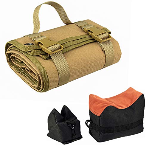 Tactical Shooting Gun Mat Outdoor Professional Waterproof Non-Slip Shooting Mat Firearm Shooting Bag Rifle Rest Bag Shooting with Front and Rear Support Sandbags - color: Khaki