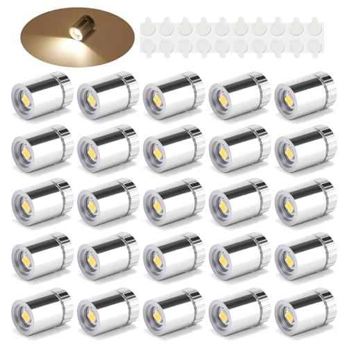 TAYSING 20 Pack Small Spotlight Battery Operated LED Lights Cordless Miniature Spot Light for Artwork, Paintings, Jewelry, Display Cases, handicrafts, Models, Toys, Puzzles(Warm White) - color: Warm White