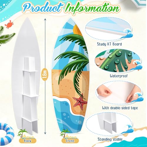 Yalikop 6 ft Surfboard Cardboard Cutout Stand up Photo Prop - Hawaiian Tropical Party Decorations Standee Surfboard Foam Board for Garden Yard Sign Decor Summer Beach Luau Photography Background - style: Summer