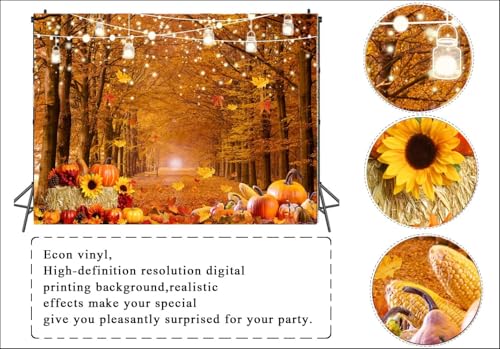 7x5ft Fall Forest Photography Backdrop Fall Harvest Backdrop Thanksgiving Background Pumpkin Decoration Party Backdrops Fall Photo Backdrop 185 - size: 7x5ft