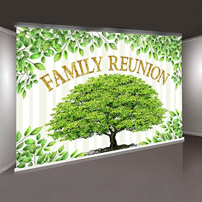 Family Reunion Backdrop, Family Tree Members Theme Photo Backdrop Vinyl 10x7ft Green Tree Family Gather Welcome Party Photography Backdrops Rod-Pocket Props, BJLSGU96 - size: 10x7ft