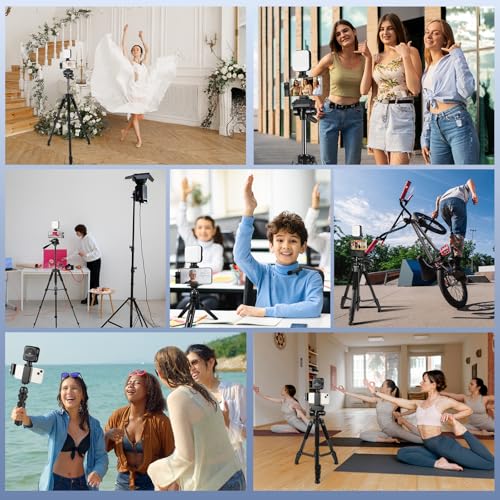 Vlogging Kit with Wireless Lavalier Microphone for iPhone, Android, YouTube Starter kit Content Creator Equipment with 60” Extendable Fullsize Tripod, Soft Light for Vlogging, YouTube, TikTok