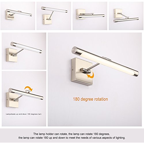 Joosenhouse Single Arm LED Picture Lights 16.53 Inch, Full Metal Artwork Lamp with Rotatable Sconces Lamp Head, 7W (45W Eqv.), Hardwired Connection, 3000K Warm White 560Lm, Brushed Nickel Finish… - color: Nickel, size: Non-Dimmable 16.53" Long