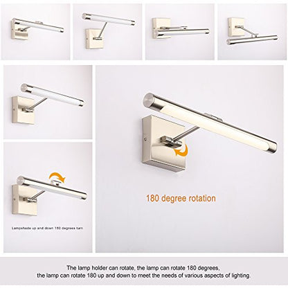 Joosenhouse Single Arm LED Picture Lights 16.53 Inch, Full Metal Artwork Lamp with Rotatable Sconces Lamp Head, 7W (45W Eqv.), Hardwired Connection, 3000K Warm White 560Lm, Brushed Nickel Finish… - color: Nickel, size: Non-Dimmable 16.53" Long