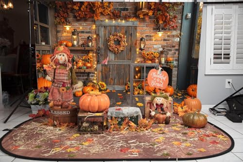 Mocsicka Fall Backdrop for Photography 7x5ft Autumn Pumpkin Decorations for Thanksgiving Party Fall Festival Maple Leaves Background Backdrop Photo Booth Props - size: 7x5ft