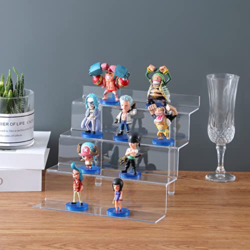 BYCY Display Stand 4 Tier Black Display Riser 2 Pack Displays Perfume Organizers Tiered for Decoration and Cupcakes Dessert Stand Makeup Stand Cabinet Countertops (9*6-clear)