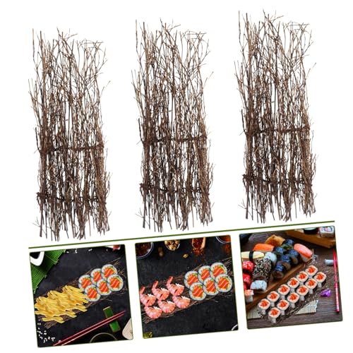 3pcs Sushi Fence Tray Rustic Japanese Style Food Display Plate for Sashimi Appetizers Lightweight Food Photography Backdrop Decorative Serving Tool