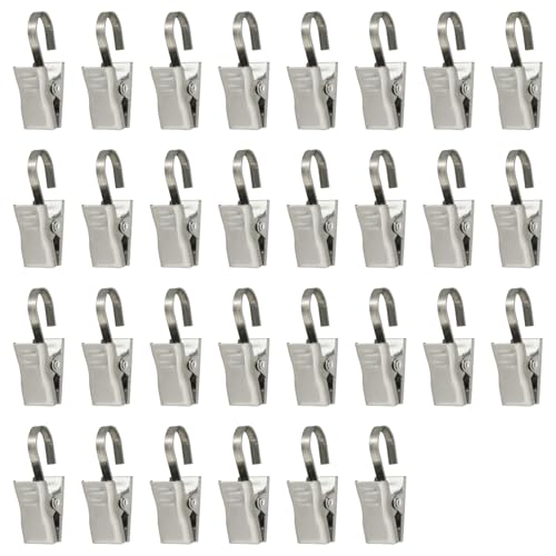 yueton Pack of 30 Stainless Steel Clips w/Hook for Curtain, Photos, Home Decoration
