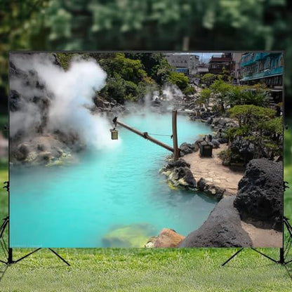 5x7ft Photography Backdrop hot Spring beppu Oita Japan Geothermal spa jigoku Japanese Photo Backdrop Photography Background for Photoshoot Portrait Video Party Photo Studio Prop Booth - color: Color10