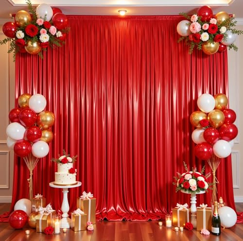 10ftx10ft Red Sequin Backdrop Curtain for Parties, Wrinkle Free Thick Glitter Sparkle Photo Backdrop Drapes 2 Panels 5x10FT Shimmer Back Drop Cloth for Valentine's Day Wedding Photography Background - color: Red, size: 5'W×10'H _2 Panels